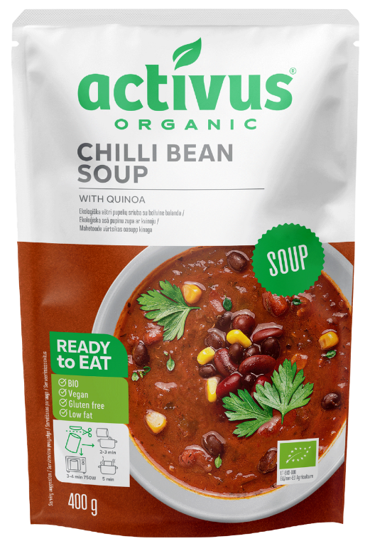Aštri veganiška pupelių sriuba, ekologiška ACTIVUS, 400 g