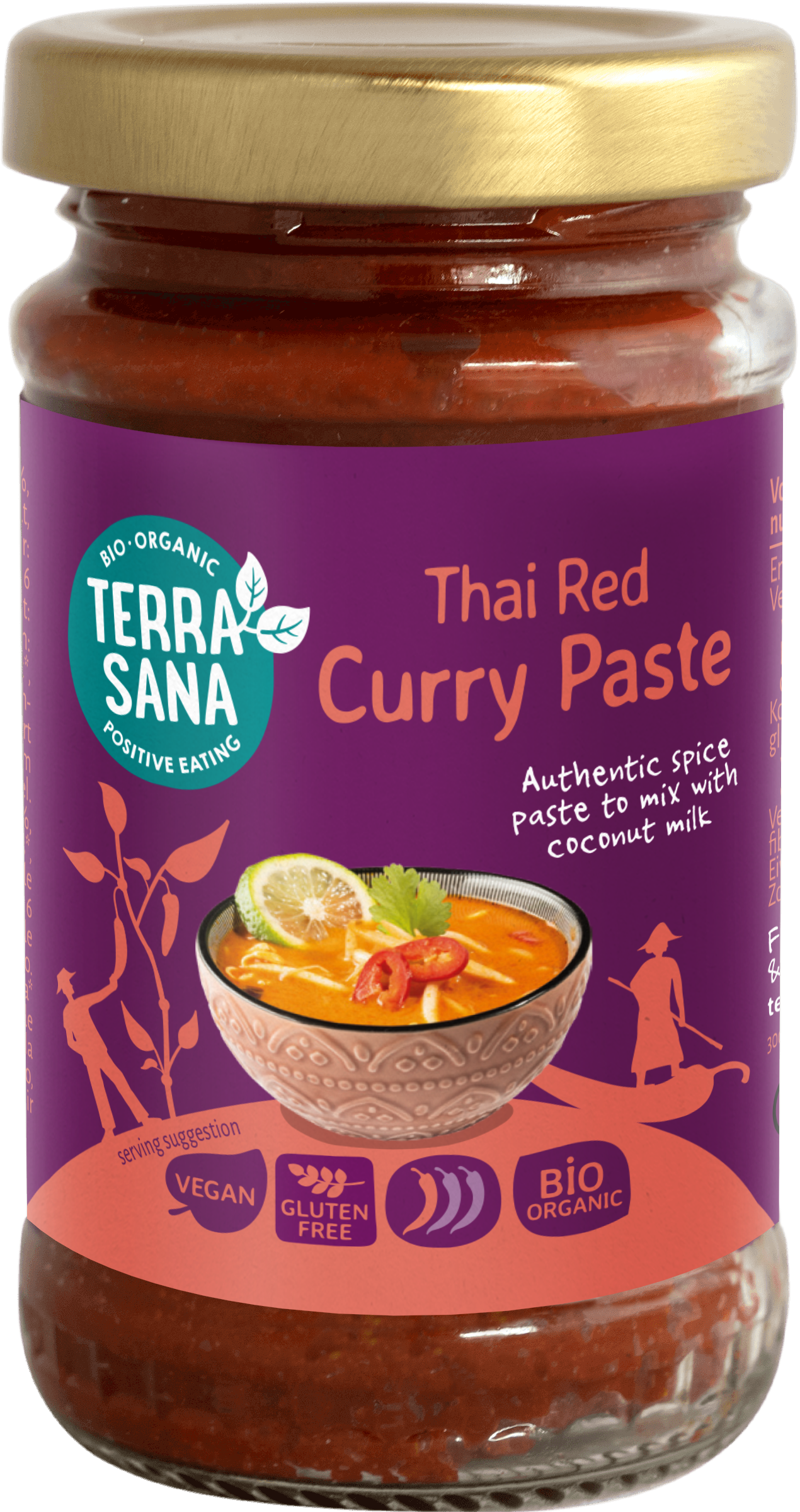 Tailandietiško raudonojo kario pasta, ekologiška TERRASANA, 120 g