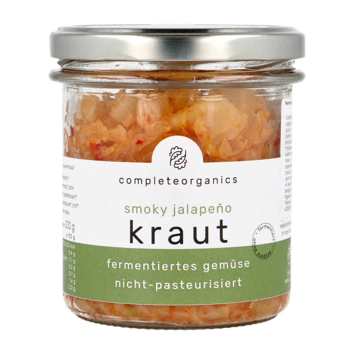 Fermentuoti baltagūžiai kopūstai su aitriosiomis paprikomis SMOKY JALAPENO COMPLETEORGANICS
