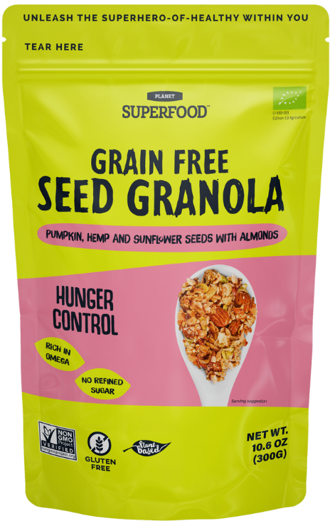 Sėklų granola „Hunger Control“, ekologiška PLANET SUPERFOOD, 300 g