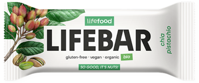 Bar with chia seeds and pistachios, organic LIFEFOOD