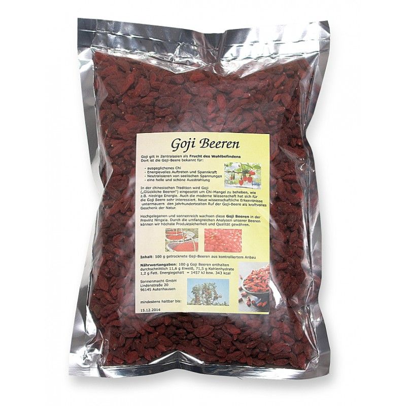 Sonnenmacht goji (dygliuotojo ožerškio) uogos, 500 g
