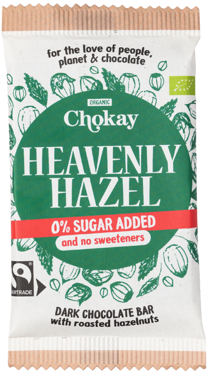 Juodasis šokoladas su lazdynų riešutais HEAVENLY HAZEL, ekologiškas CHOKAY, 70 g