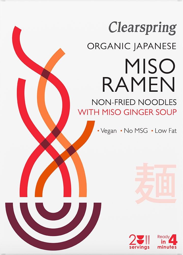Японский суп с лапшой MISO RAMEN с имбирным бульоном, органический CLEARSPRING, 2 x 85 г