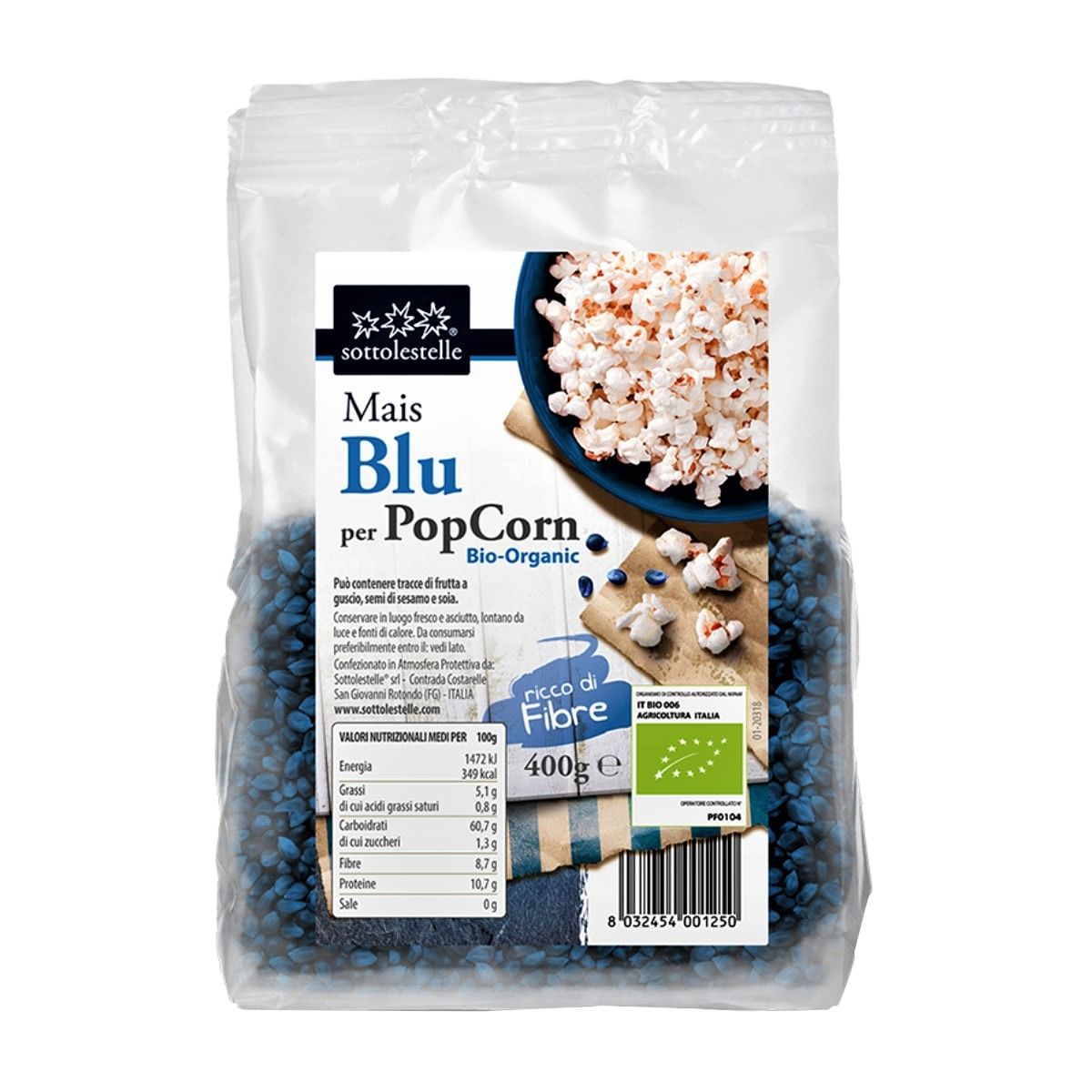 Blue corn for popping, organic SOTTOLESTELLE
