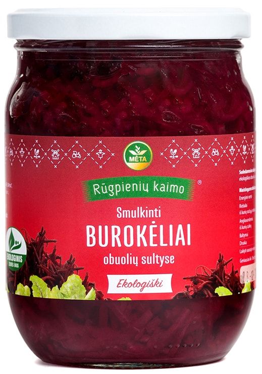 Smulkinti burokėliai obuolių sultyse, ekologiški MĖTA, 500 g