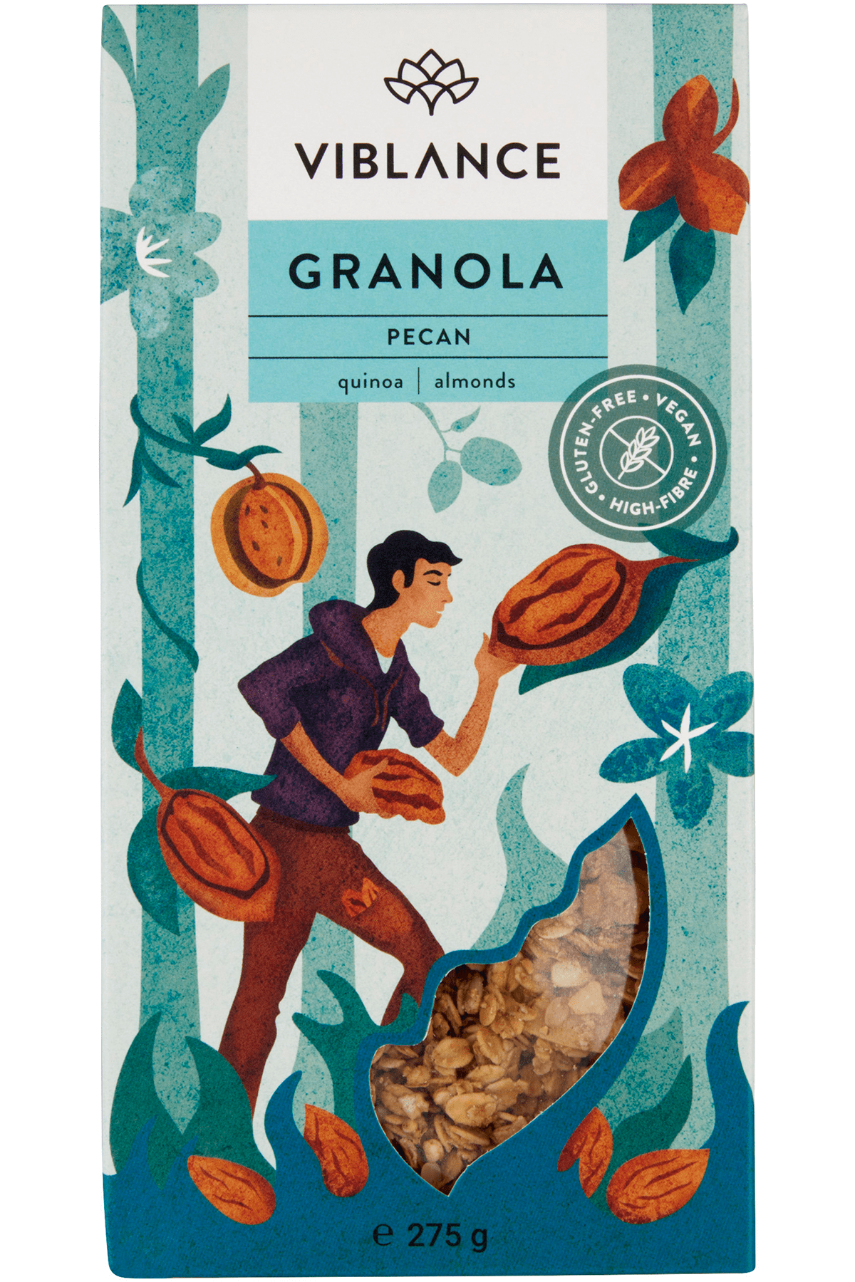 Granola su pekaninėmis karijomis ir migdolais VIBLANCE, 275 g