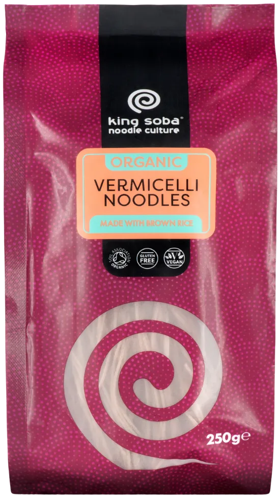 Rudųjų ryžių vermišeliai, ekologiški KING SOBA, 250 g