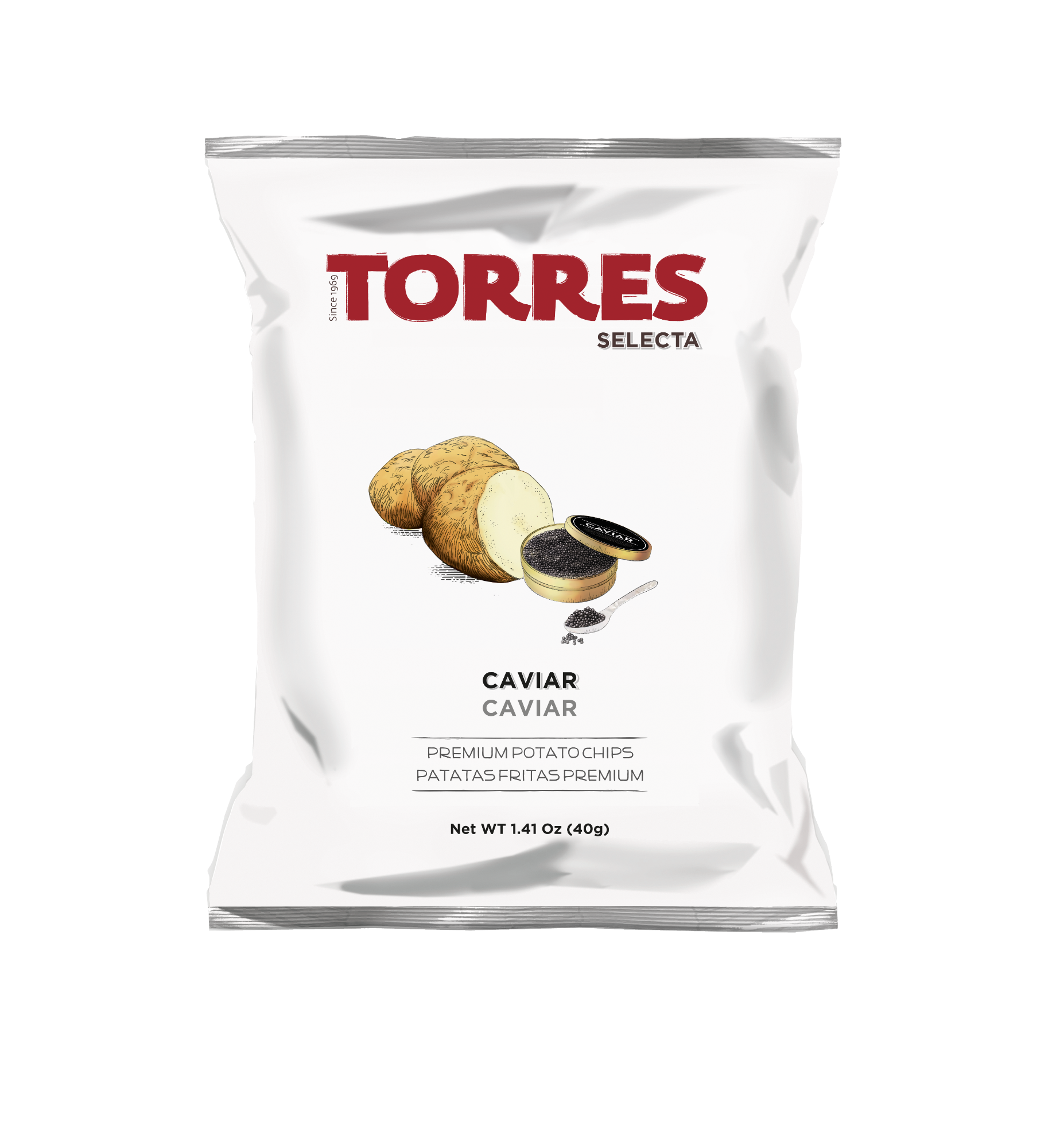 Bulvių traškučiai su juodaisiais ikrais CAVIAR TORRES