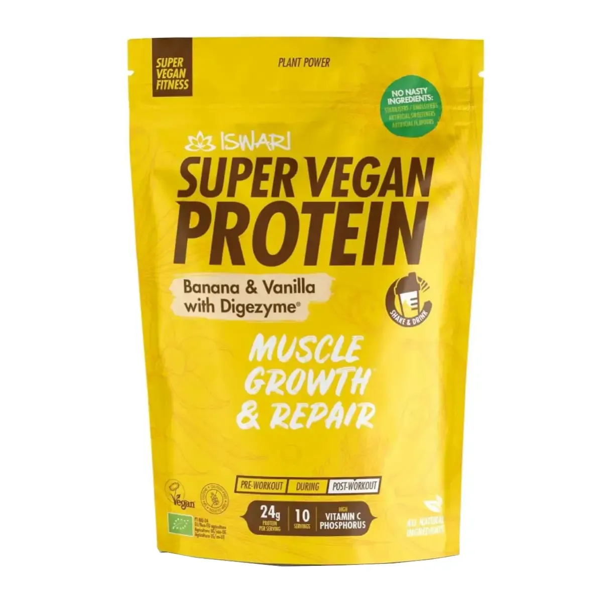 Proteinas su bananais ir vanile, ekologiškas ISWARI, 400 g