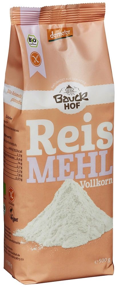 Ryžių miltai, pilno grūdo, biodinaminiai BAUCK MÜHLE, 500 g