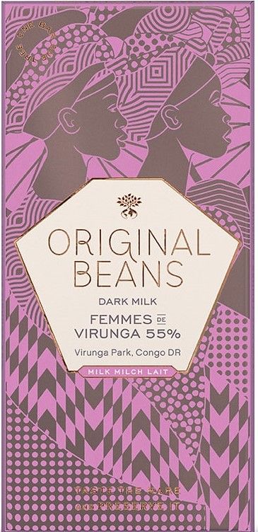Pieniškas šokoladas 55% FEMMES DE VIRUNGA, ekologiškas ORIGINAL BEANS, 70 g