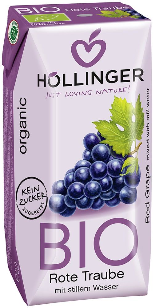 Raudonųjų vynuogių sulčių gėrimas, ekologiškas HÖLLINGER, 200 ml