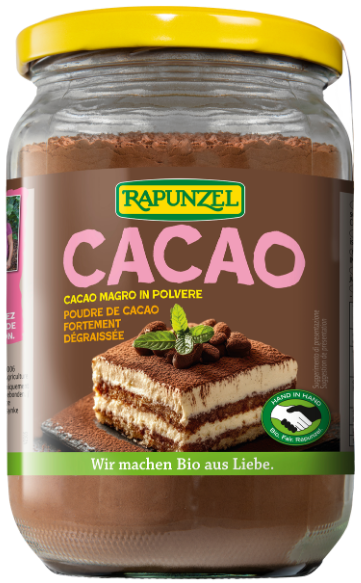 Mažesnio riebumo kakavos milteliai, ekologiški RAPUNZEL, 250 g