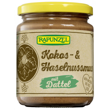 Kokosų ir lazdynų riešutų kremas su datulėmis, ekologiškas RAPUNZEL, 250 g
