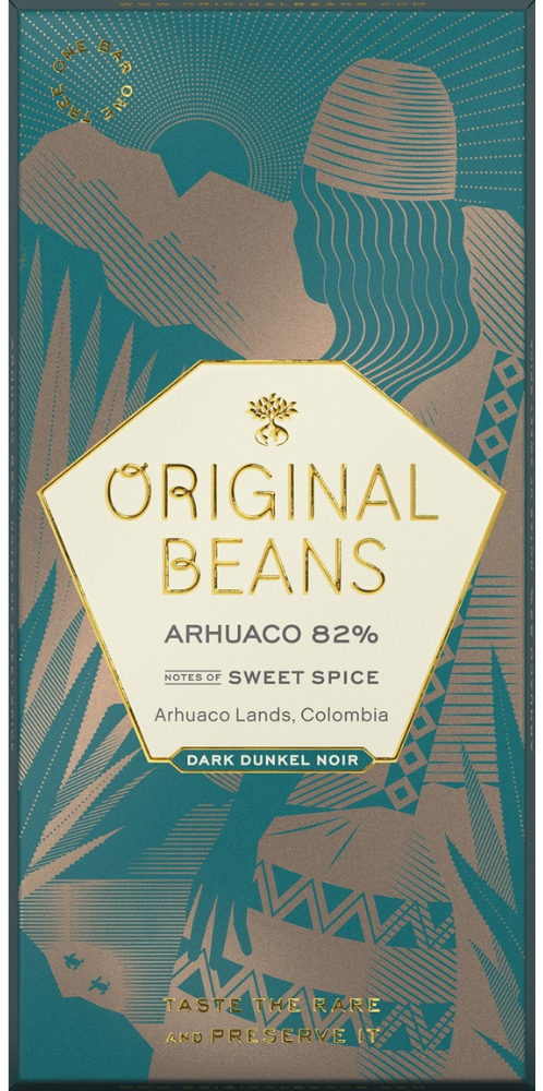 Juodasis šokoladas 82% ARHUACO, ekologiškas ORIGINAL BEANS, 70 g