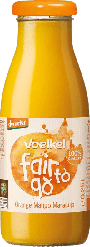 Apelsinų, mangų ir pasiflorų glotnutis, biodinaminis VOELKEL, 250 ml