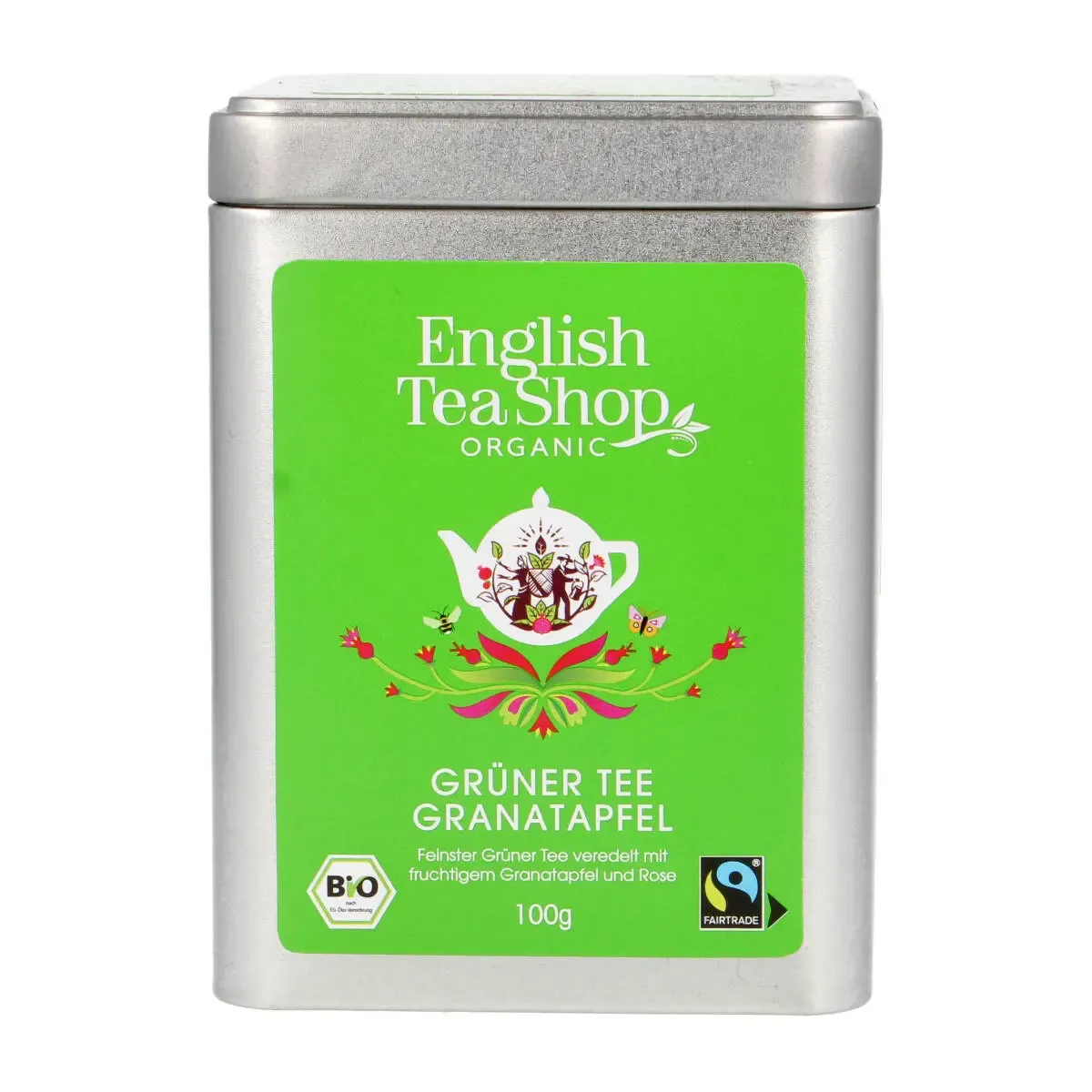 Green tea with rose petals and pomegranate, loose
