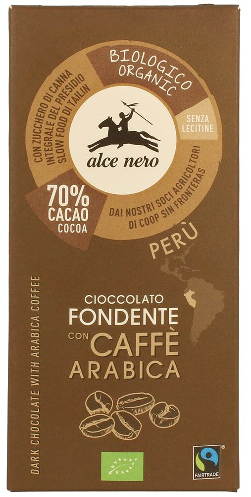 Темный шоколад 70% с кофе, органический ALCE NERO, 50 г