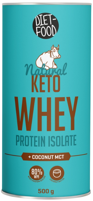Keto išrūgų baltymų izoliato milteliai su MCT DIET FOOD, 500 g