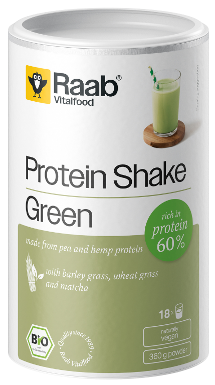 Baltymų mišinys su mačia GREEN, ekologiškas RAAB VITALFOOD, 360 g