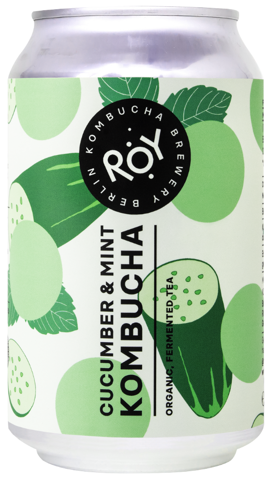Kombučia gėrimas AGURKAS IR MĖTA, ekologiškas ROY KOMBUCHA, 330 ml