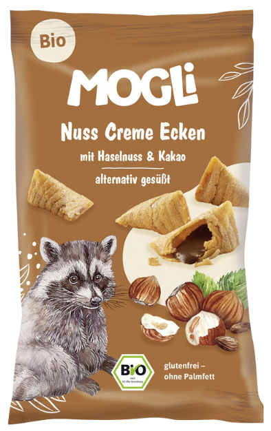 Traškus užkandis su lazdynų riešutų kremu ir kakava, ekologiškas MOGLI, 30 g