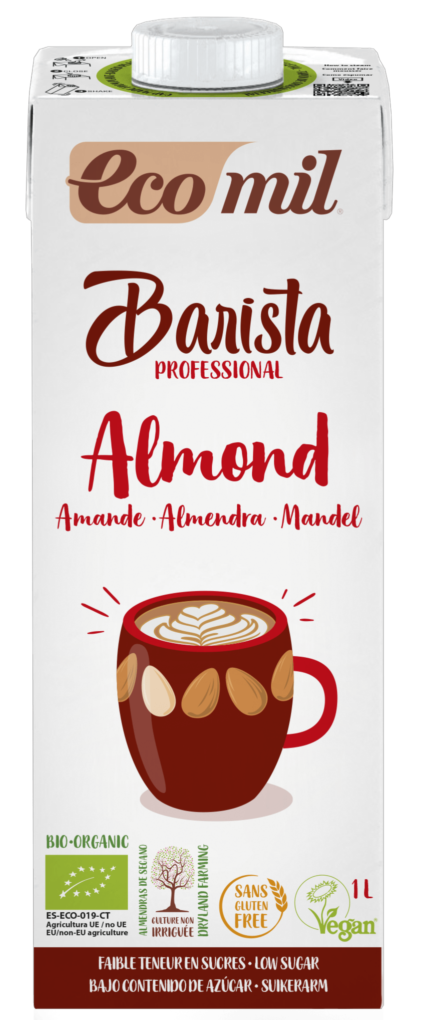 Migdolų gėrimas kavos ruošimui „Barista“, ekologiškas ECOMIL, 1 l