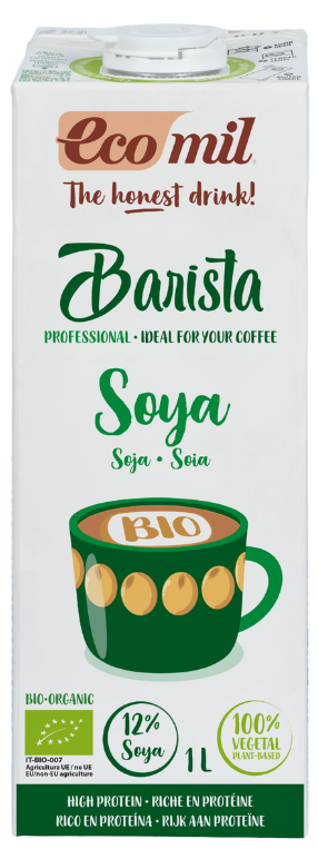 Sojų gėrimas kavos ruošimui „Barista“, ekologiškas ECOMIL, 1 l