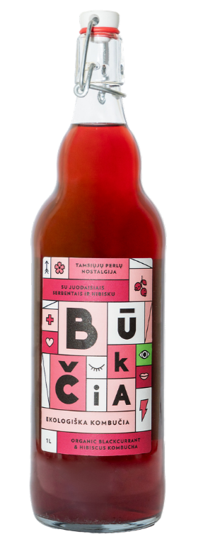Kombučia su juodaisiais serbentais ir hibisku, ekologiška BŪKČIA