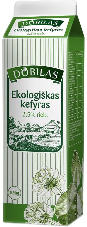 Kefyras, 2.5% riebumo, ekologiškas DOBILAS, 900 g
