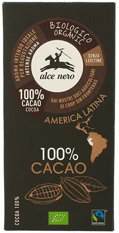 Juodasis šokoladas 100%, ekologiškas ALCE NERO, 50 g