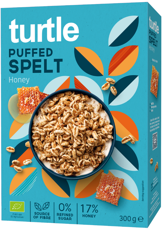 Pūsti speltų grūdai su medumi, ekologiški TURTLE, 300 g
