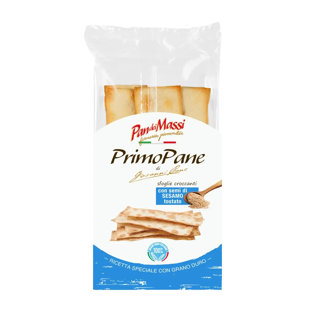 Krekeriai su sezamų sėklomis PRIMOPANE PAN DEI MASSI, 140 g
