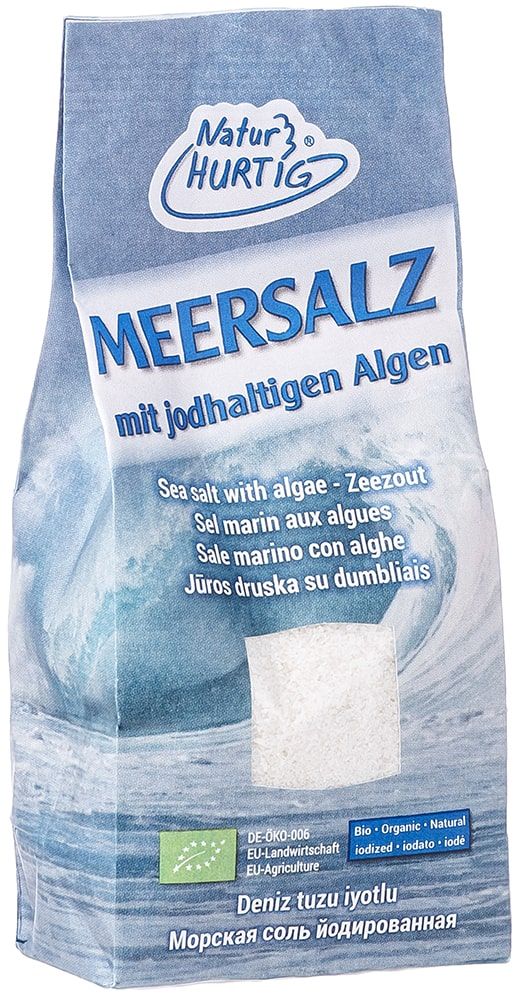 Jūros druska su dumbliais, smulki, ekologiška NATUR HURTIG, 500 g