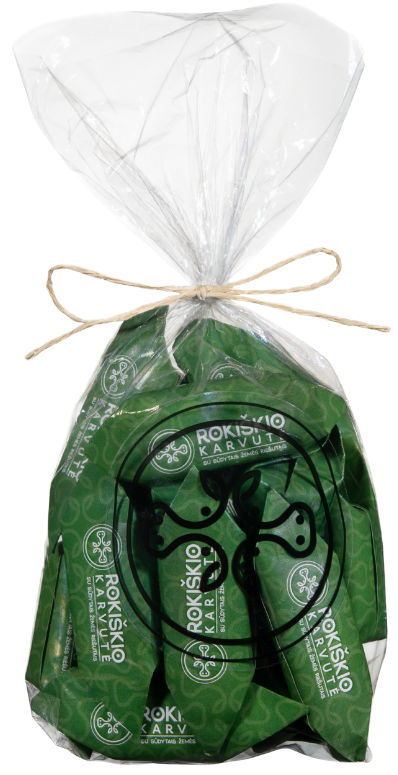 „Rokiškio karvutė“ su sūdytais žemės riešutais, maišelyje, 200 g