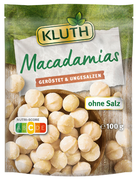 Makadamijų riešutai skrudinti nesūdyti KLUTH