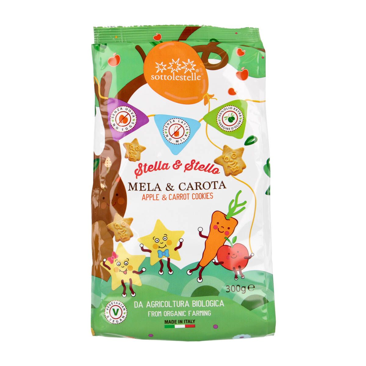 Sausainiai su obuoliais ir morkomis MELA & CAROTA, ekologiški SOTTOLESTELLE