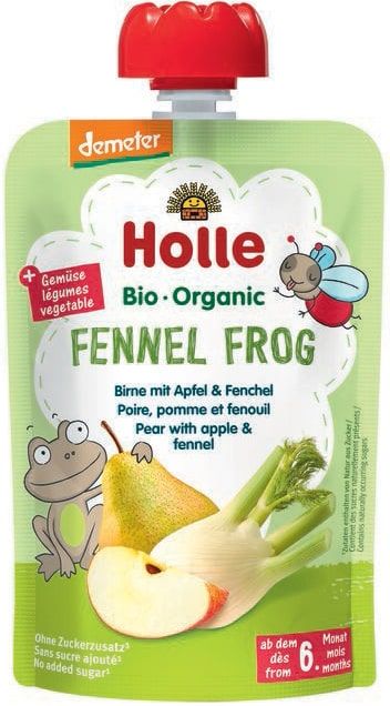 Kriaušių tyrelė su obuoliais ir pankoliais FENNEL FROG, kūdikiams nuo 6 mėn., biodinaminė HOLLE, 100 g