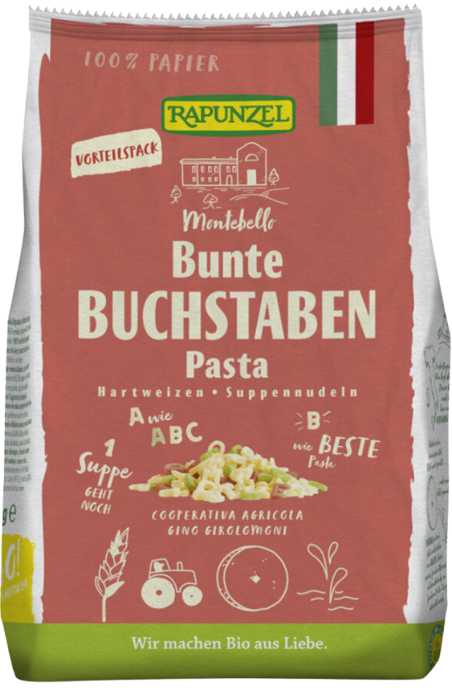 Spalvoti makaronai sriubai "Raidelės", ekologiški RAPUNZEL, 500 g