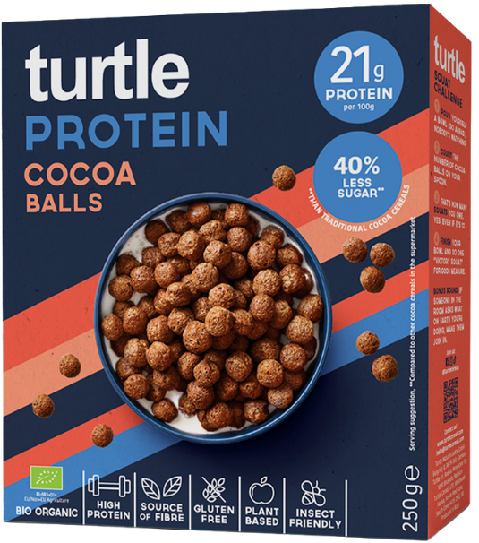 Kakaviniai sausi pusryčiai su baltymais, ekologiški TURTLE, 250 g