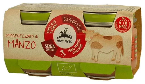 Jautienos tyrelė kūdikiams nuo 4 mėn., ekologiška ALCE NERO, 2 x 80 g