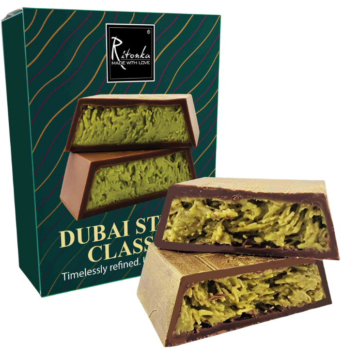 Pieniškas šokoladas su pistacijų įdaru DUBAI STYLE RITONKA, 110 g