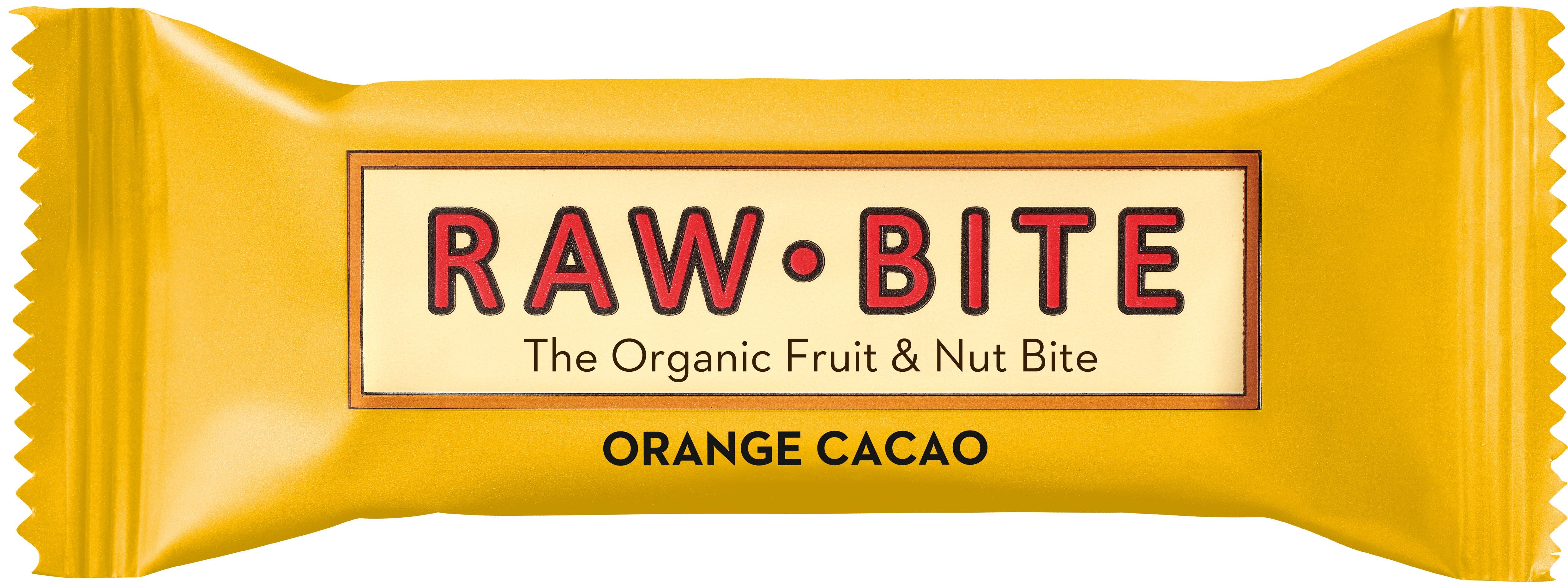 Batonėlis su apelsinais ir kakava, ekologiškas RAWBITE, 50 g