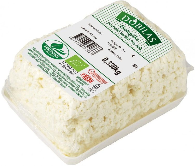 Pusriebė varškė, 9% riebumo, ekologiška DOBILAS, 300 g