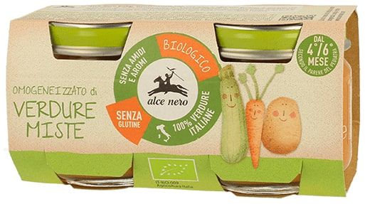 Daržovių tyrelė kūdikiams nuo 4 mėn., ekologiška ALCE NERO, 2 x 80 g