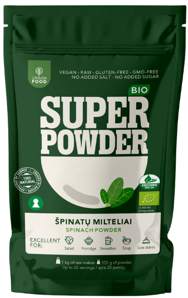 Špinatų milteliai, ekologiški URBAN FOOD, 100 g