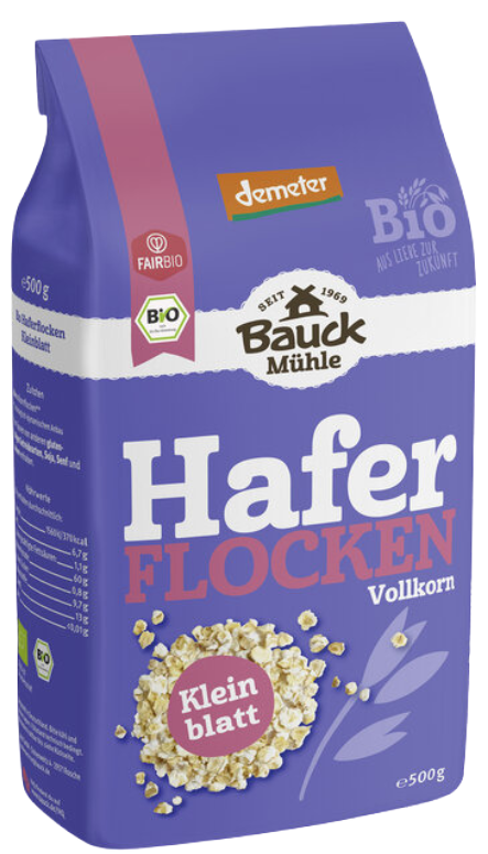 Medium coarse oat flakes, biodynamic BAUCK MÜHLE, 500 g