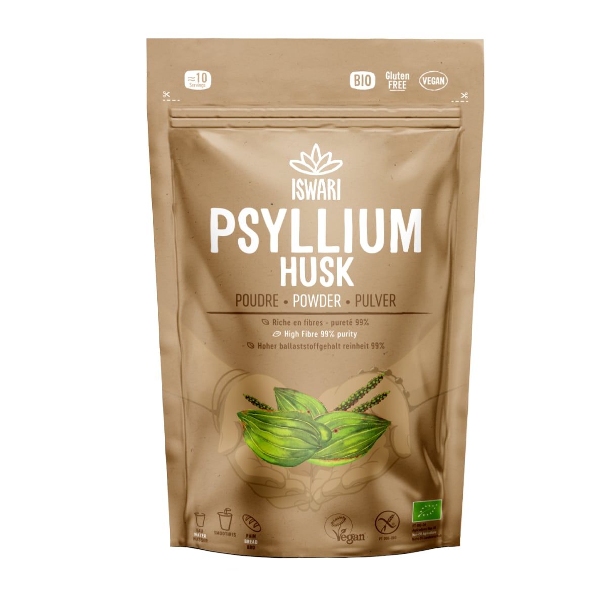 Balkšvojo gysločio sėklų luobelės, ekologiškos ISWARI, 125 g