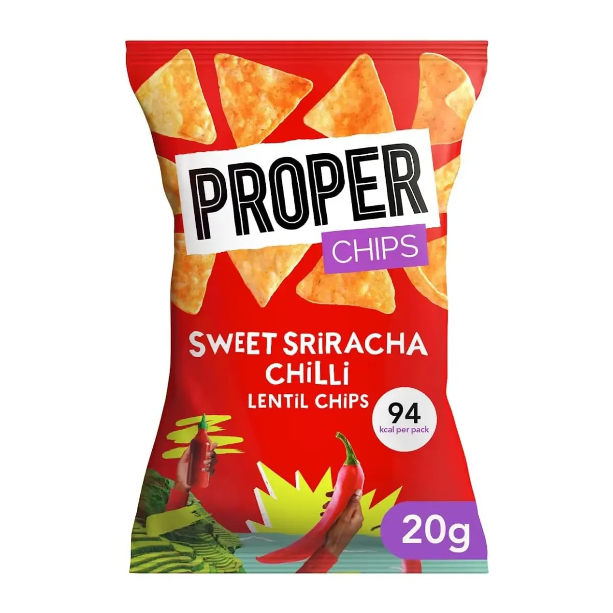 Lentil chips sweet sriracha
